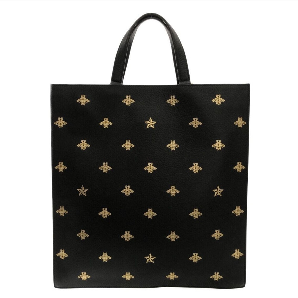 🆕💯% Auth Gucci Leather Bag Black and Gold Leather Bag with Strap 🐝 - Picture 10 of 15